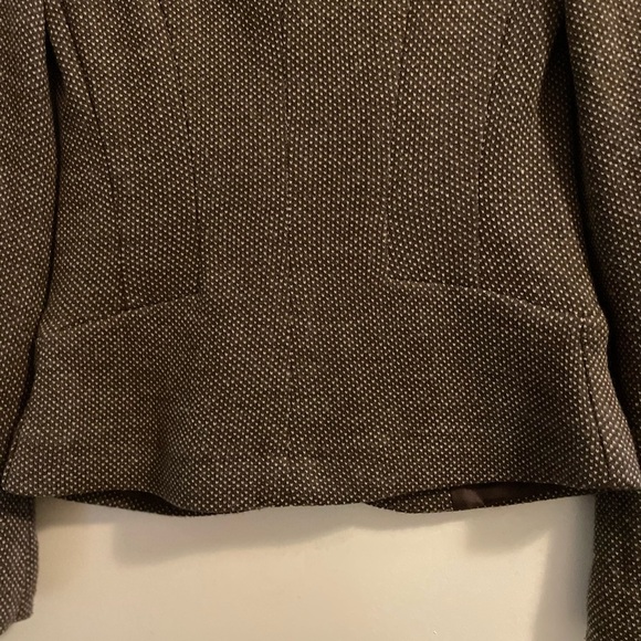 Max Mara Weekend Wool Blend Mixed Brown White Pattern Blazer Size Extra Small - Picture 11 of 13